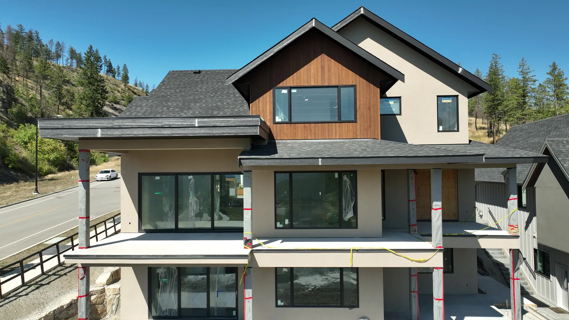 New construction home ready for exterior finishing.